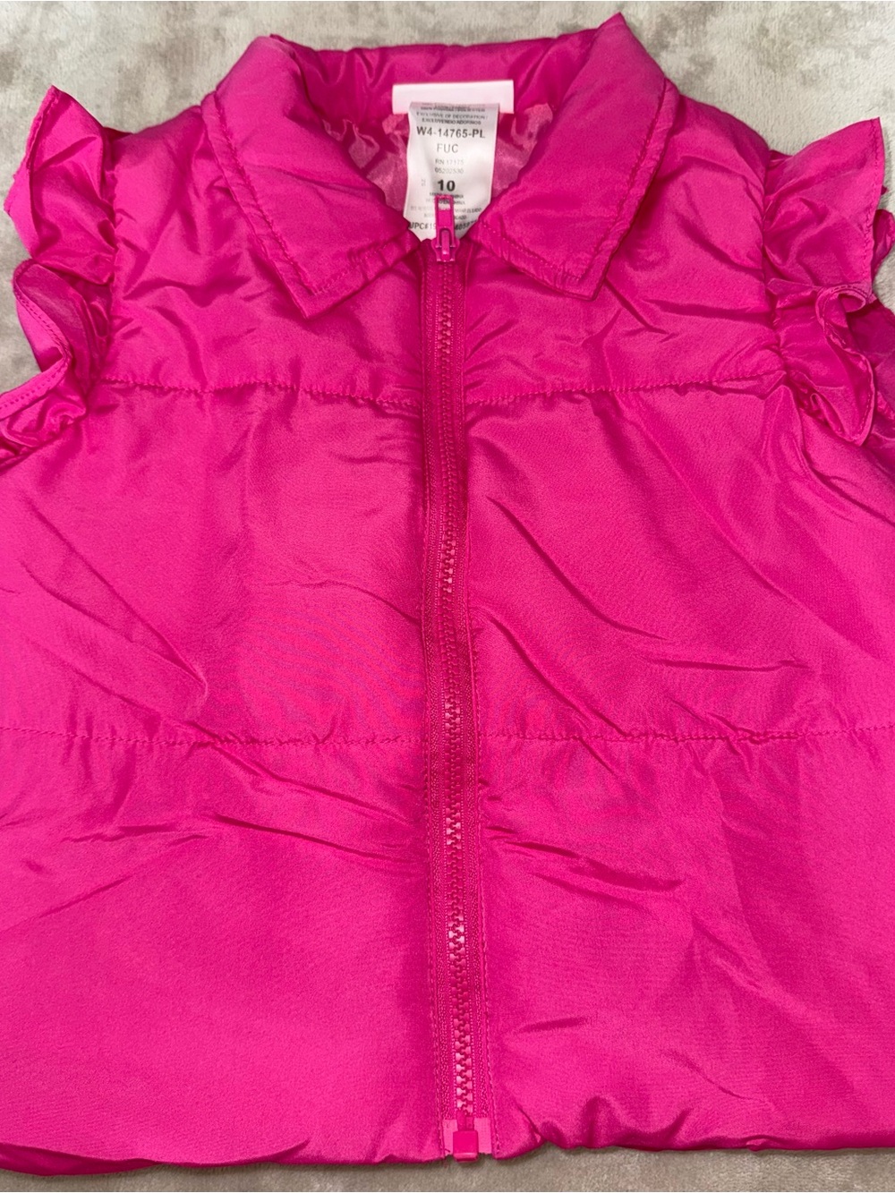 Bonnie Jean Bright Pink Ruffle-Trim Quilted Vest